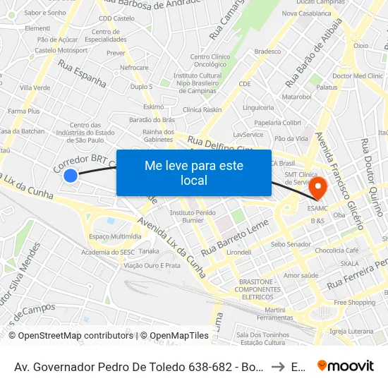 Av. Governador Pedro De Toledo 638-682 - Bonfim Campinas - SP 13070-752 Brasil to Esamc map