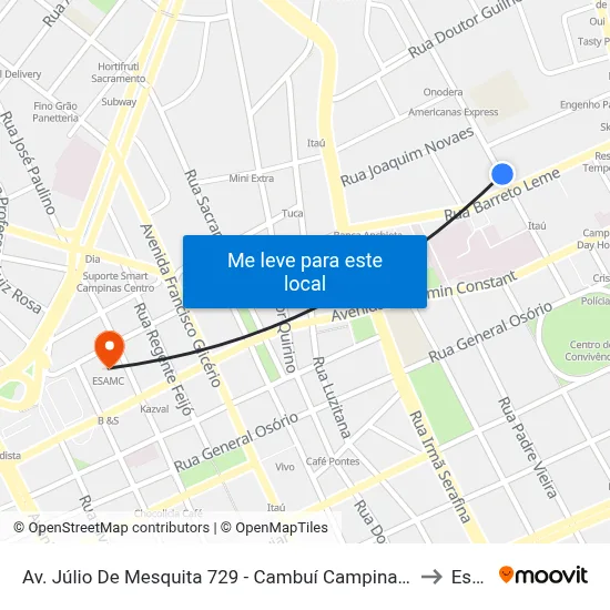 Av. Júlio De Mesquita 729 - Cambuí Campinas - SP 13025-061 Brasil to Esamc map