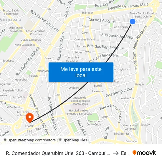 R. Comendador Querubim Uriel 263 - Cambuí Campinas - SP 13024-470 Brasil to Esamc map