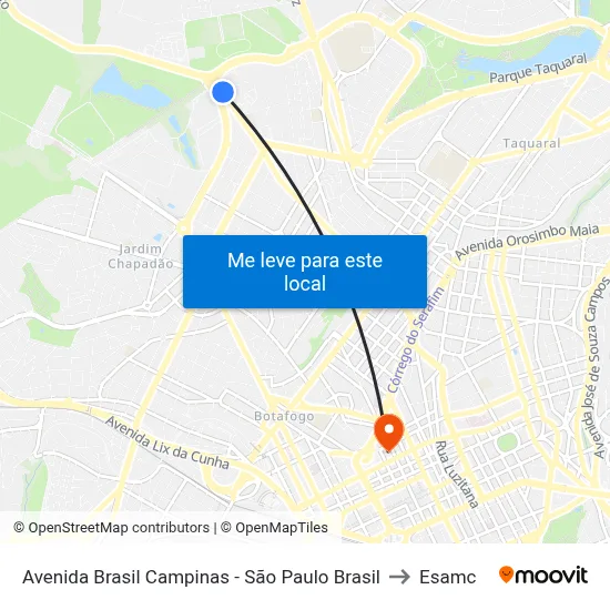 Avenida Brasil Campinas - São Paulo Brasil to Esamc map