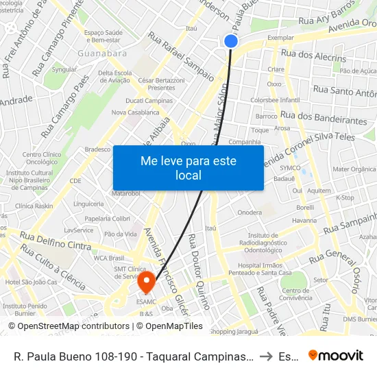 R. Paula Bueno 108-190 - Taquaral Campinas - SP 13076-061 Brasil to Esamc map