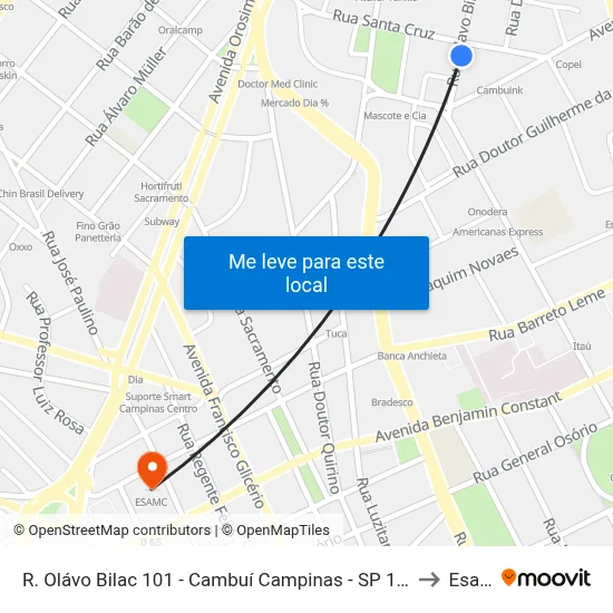 R. Olávo Bilac 101 - Cambuí Campinas - SP 13024-110 Brasil to Esamc map