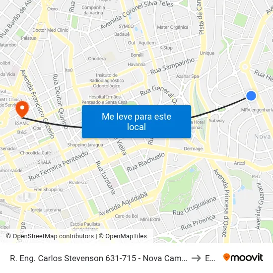 R. Eng. Carlos Stevenson 631-715 - Nova Campinas Campinas - SP 13092-132 Brasil to Esamc map