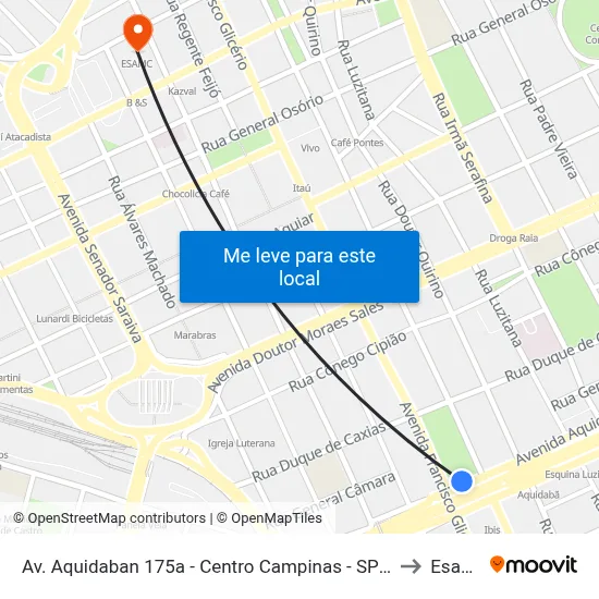 Av. Aquidaban 175a - Centro Campinas - SP Brasil to Esamc map