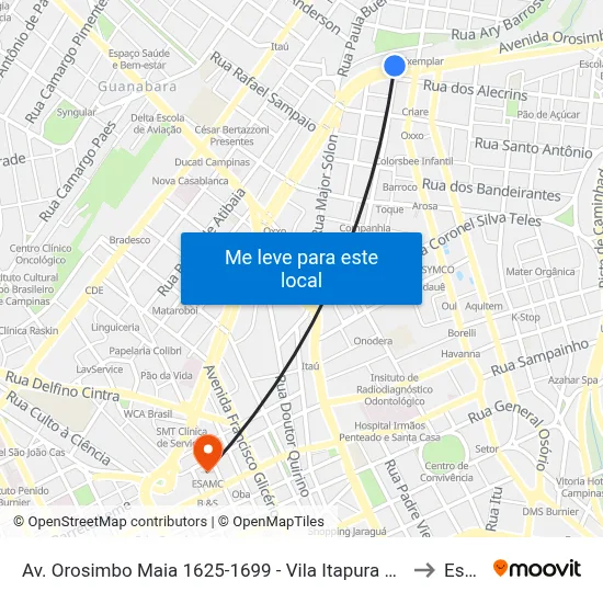 Av. Orosimbo Maia 1625-1699 - Vila Itapura Campinas - SP Brasil to Esamc map