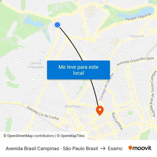 Avenida Brasil Campinas - São Paulo Brasil to Esamc map