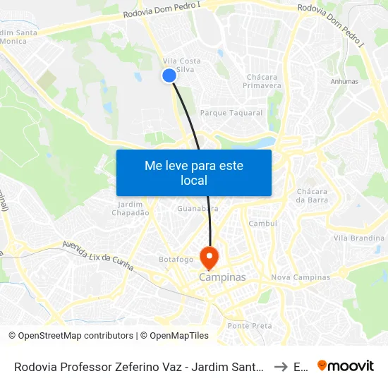 Rodovia Professor Zeferino Vaz - Jardim Santa Genebra II (Barao Geraldo) Campinas - SP Brasil to Esamc map