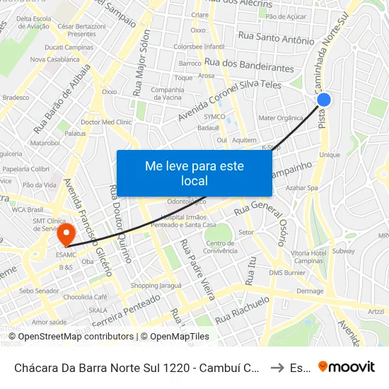 Chácara Da Barra Norte Sul 1220 - Cambuí Campinas - SP 13090-615 Brasil to Esamc map