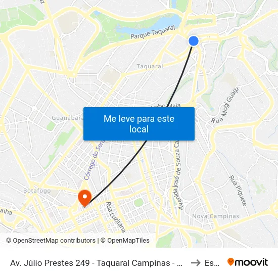 Av. Júlio Prestes 249 - Taquaral Campinas - SP 13076-001 Brasil to Esamc map