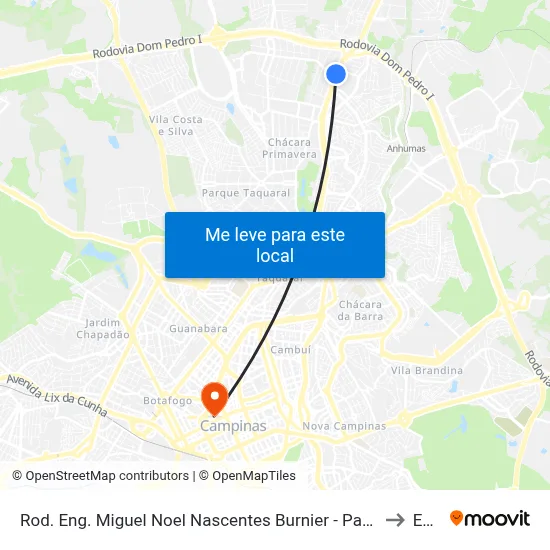 Rod. Eng. Miguel Noel Nascentes Burnier - Parque São Quirino Campinas - SP Brasil to Esamc map