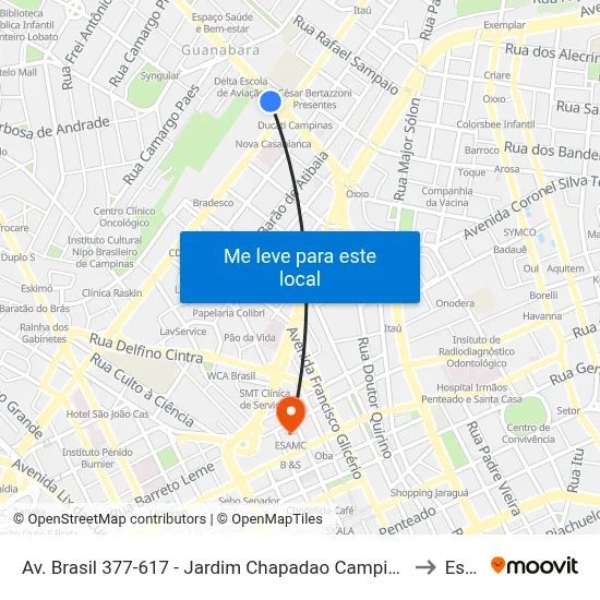 Av. Brasil 377-617 - Jardim Chapadao Campinas - SP 13070-178 Brasil to Esamc map