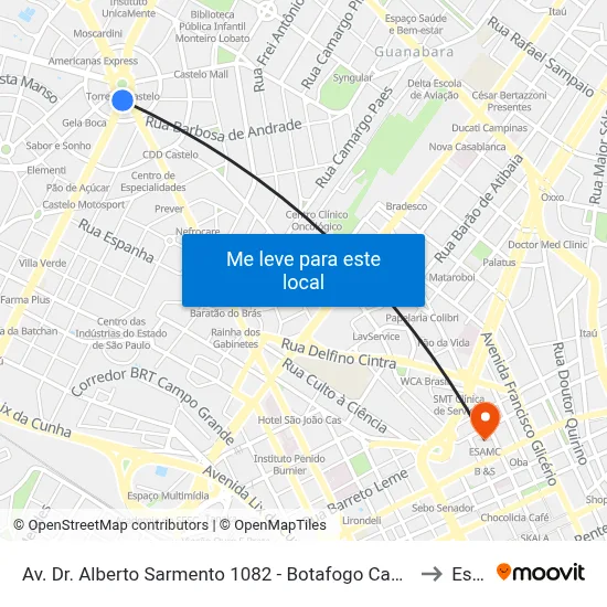 Av. Dr. Alberto Sarmento 1082 - Botafogo Campinas - SP 13070-011 Brasil to Esamc map