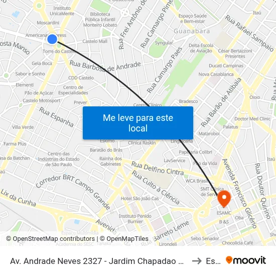 Av. Andrade Neves 2327 - Jardim Chapadao Campinas - SP 13013-100 Brasil to Esamc map