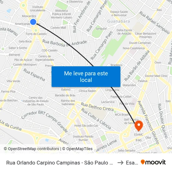 Rua Orlando Carpino Campinas - São Paulo 13073-430 Brasil to Esamc map