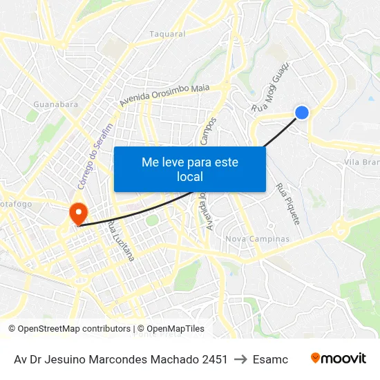 Av Dr Jesuino Marcondes Machado 2451 to Esamc map