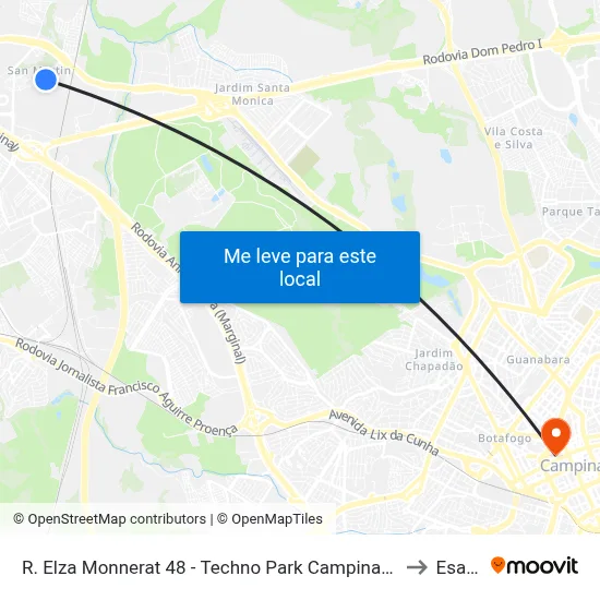 R. Elza Monnerat 48 - Techno Park Campinas - SP Brasil to Esamc map