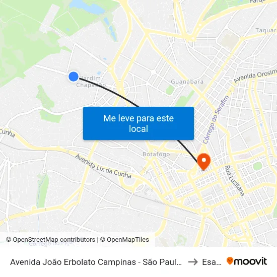 Avenida João Erbolato Campinas - São Paulo 13070 Brasil to Esamc map
