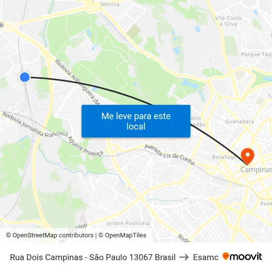 Rua Dois Campinas - São Paulo 13067 Brasil to Esamc map