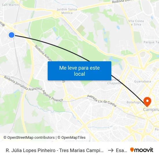 R. Júlia Lopes Pinheiro - Tres Marias Campinas - SP Brasil to Esamc map