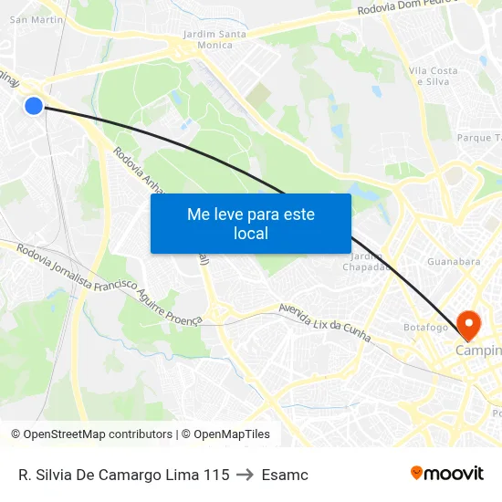 R. Silvia De Camargo Lima 115 to Esamc map