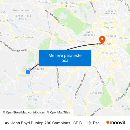 Av. John Boyd Dunlop 200 Campinas - SP Brasil to Esamc map