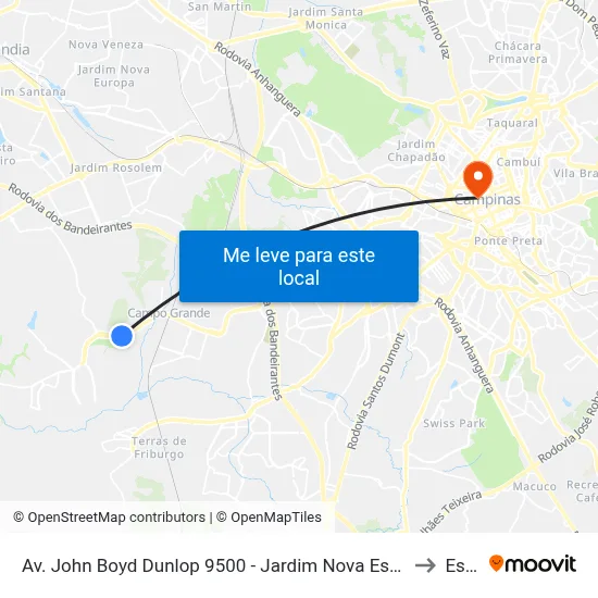 Av. John Boyd Dunlop 9500 - Jardim Nova Esperanca Campinas - SP Brasil to Esamc map