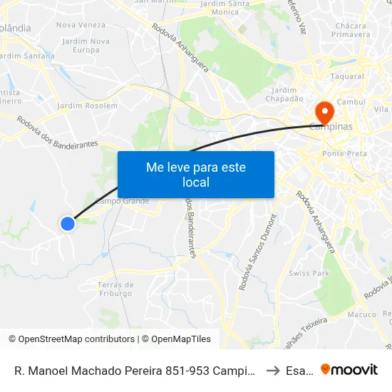 R. Manoel Machado Pereira 851-953 Campinas - SP Brasil to Esamc map