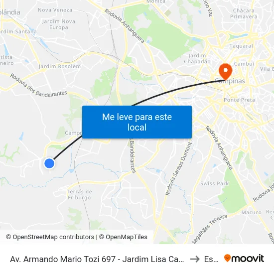 Av. Armando Mario Tozi 697 - Jardim Lisa Campinas - SP 13058-321 Brasil to Esamc map