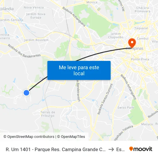 R. Um 1401 - Parque Res. Campina Grande Campinas - SP Brasil to Esamc map