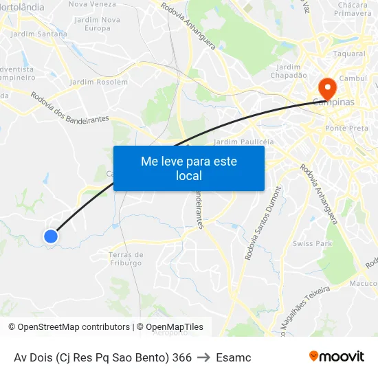 Av Dois (Cj Res Pq Sao Bento) 366 to Esamc map