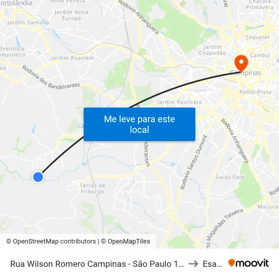 Rua Wilson Romero Campinas - São Paulo 13058 Brasil to Esamc map