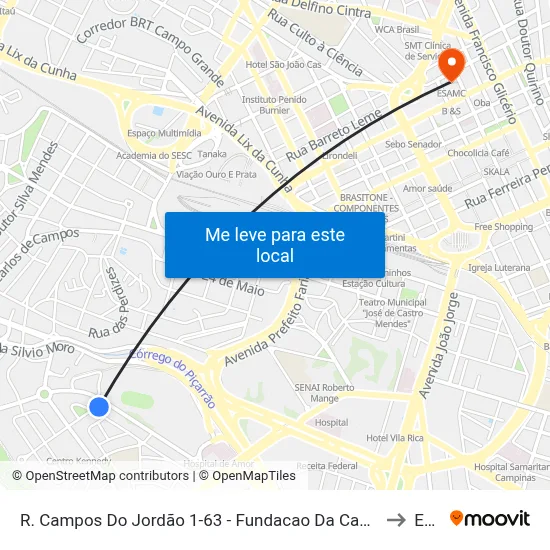 R. Campos Do Jordão 1-63 - Fundacao Da Casa Popular Campinas - SP 13031-365 Brasil to Esamc map