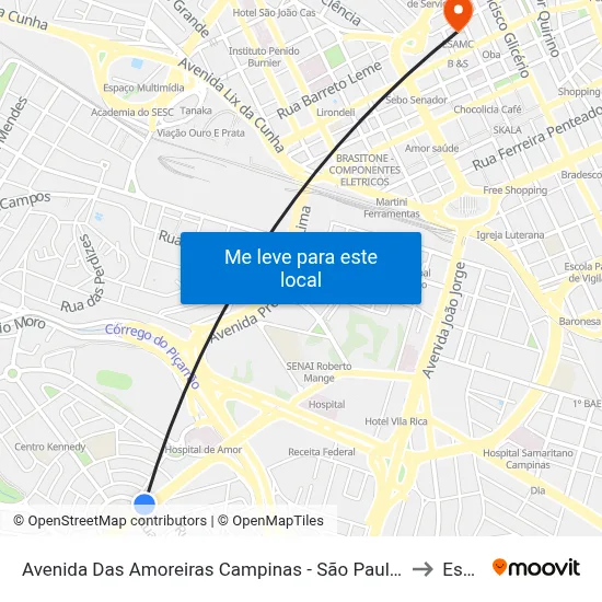 Avenida Das Amoreiras Campinas - São Paulo 13036-225 Brasil to Esamc map