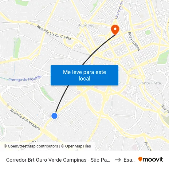 Corredor Brt Ouro Verde Campinas - São Paulo 13030 Brasil to Esamc map