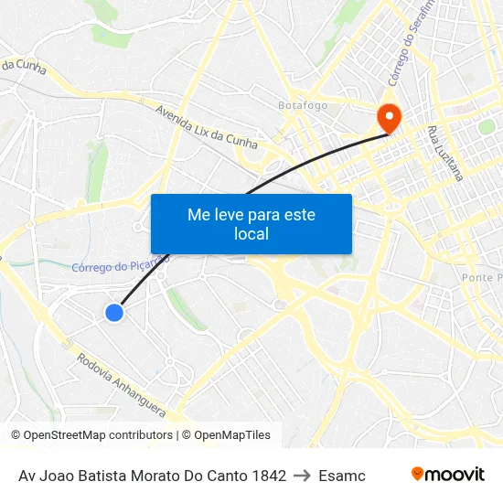 Av Joao Batista Morato Do Canto 1842 to Esamc map