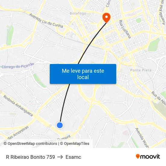 R Ribeirao Bonito 759 to Esamc map