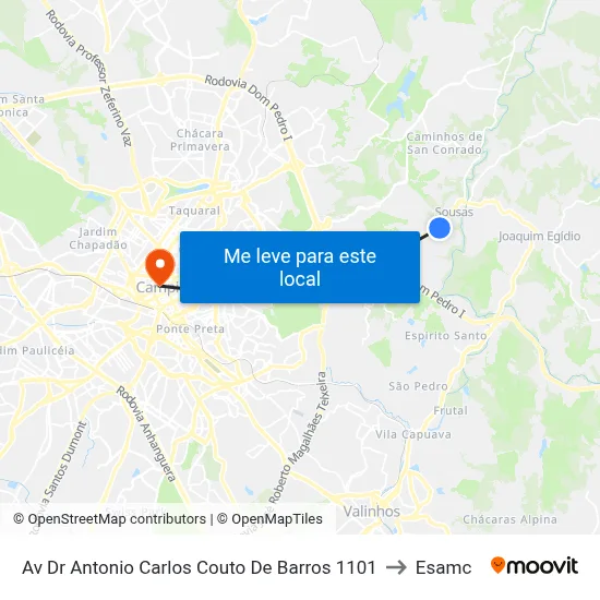 Av Dr Antonio Carlos Couto De Barros 1101 to Esamc map
