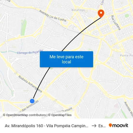 Av. Mirandópolis 160 - Vila Pompéia Campinas - SP 13050-470 Brasil to Esamc map