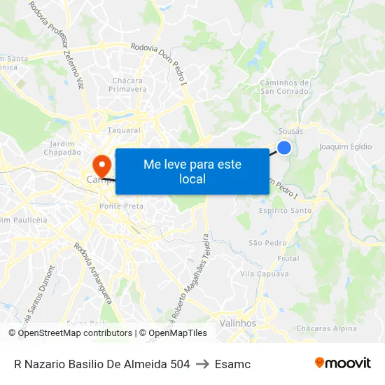 R Nazario Basilio De Almeida 504 to Esamc map