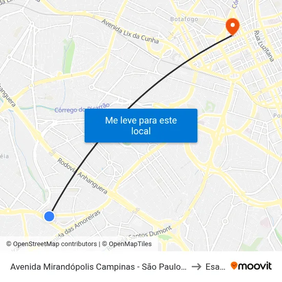 Avenida Mirandópolis Campinas - São Paulo 13050 Brasil to Esamc map