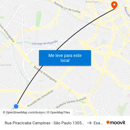 Rua Piracicaba Campinas - São Paulo 13050 Brasil to Esamc map