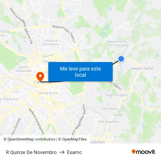 R Quinze De Novembro to Esamc map