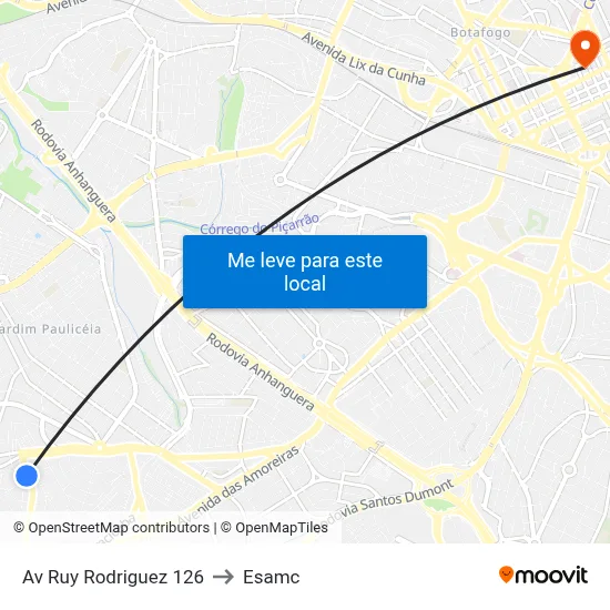 Av Ruy Rodriguez 126 to Esamc map