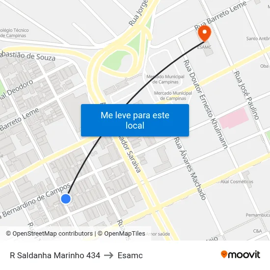 R Saldanha Marinho 434 to Esamc map