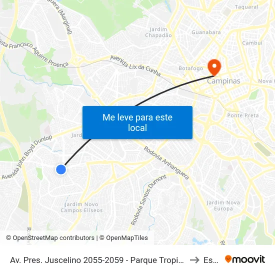 Av. Pres. Juscelino 2055-2059 - Parque Tropical Campinas - SP Brasil to Esamc map