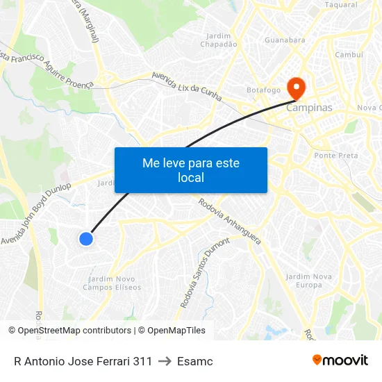 R Antonio Jose Ferrari 311 to Esamc map