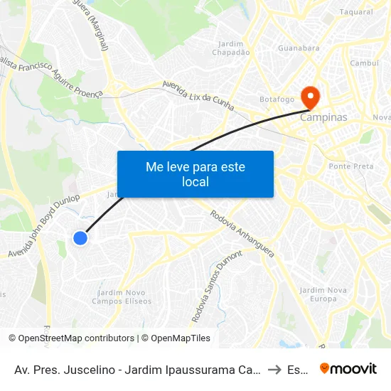 Av. Pres. Juscelino - Jardim Ipaussurama Campinas - SP Brasil to Esamc map