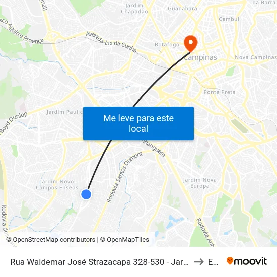 Rua Waldemar José Strazacapa 328-530 - Jardim Indianopolis Campinas - SP Brasil to Esamc map