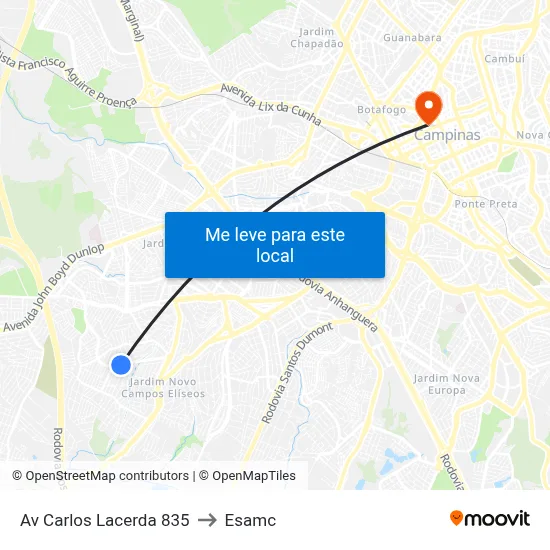 Av Carlos Lacerda 835 to Esamc map