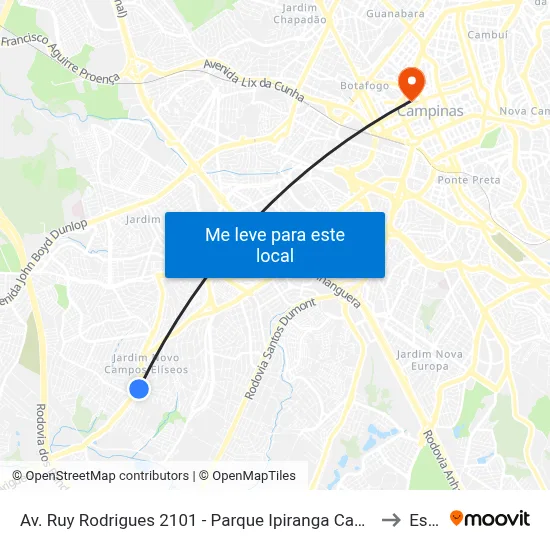 Av. Ruy Rodrigues 2101 - Parque Ipiranga Campinas - SP 13050-800 Brasil to Esamc map